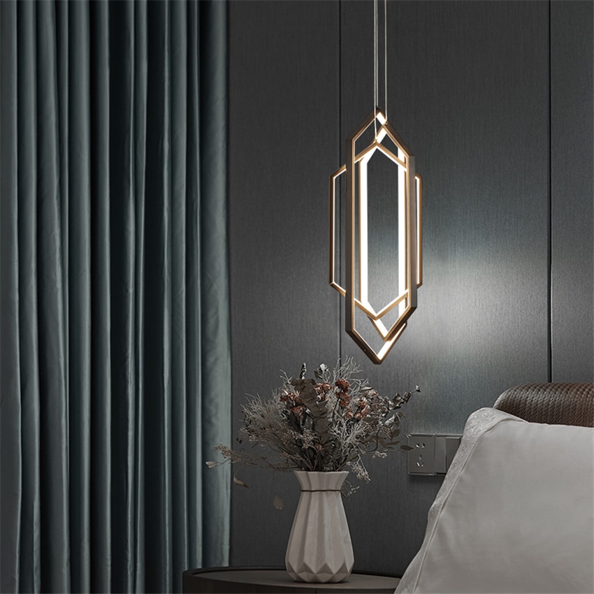 Nordic Geometric Shaped Pendant Lamps Modern Luxury Bedroom Bedside Living Room Background Dining Room Art Deco Pendant Lights