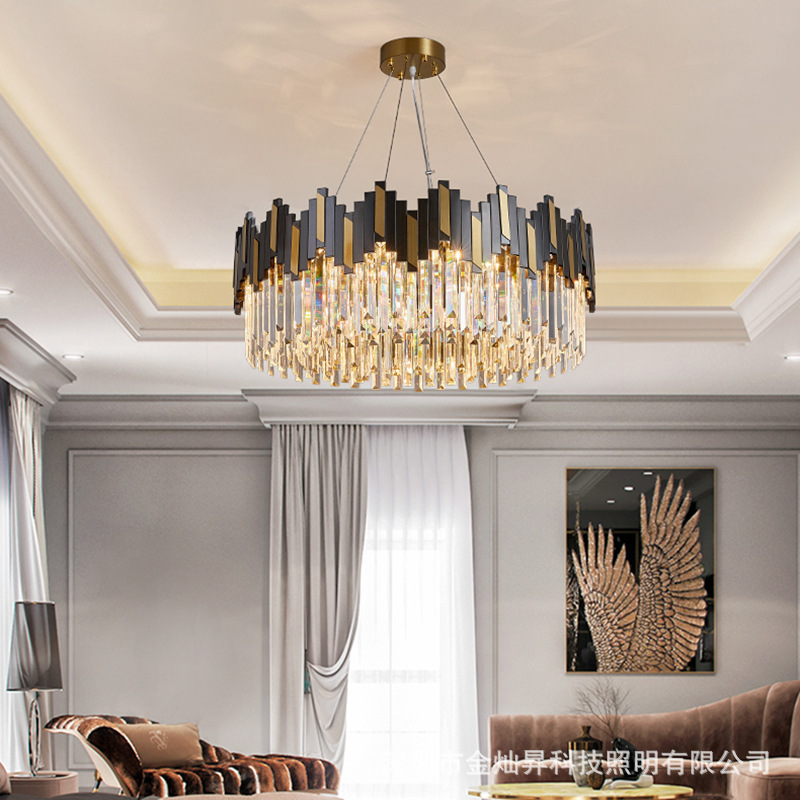 Postmodern light luxury chandelier simple duplex living room dining room chandelier-600mm