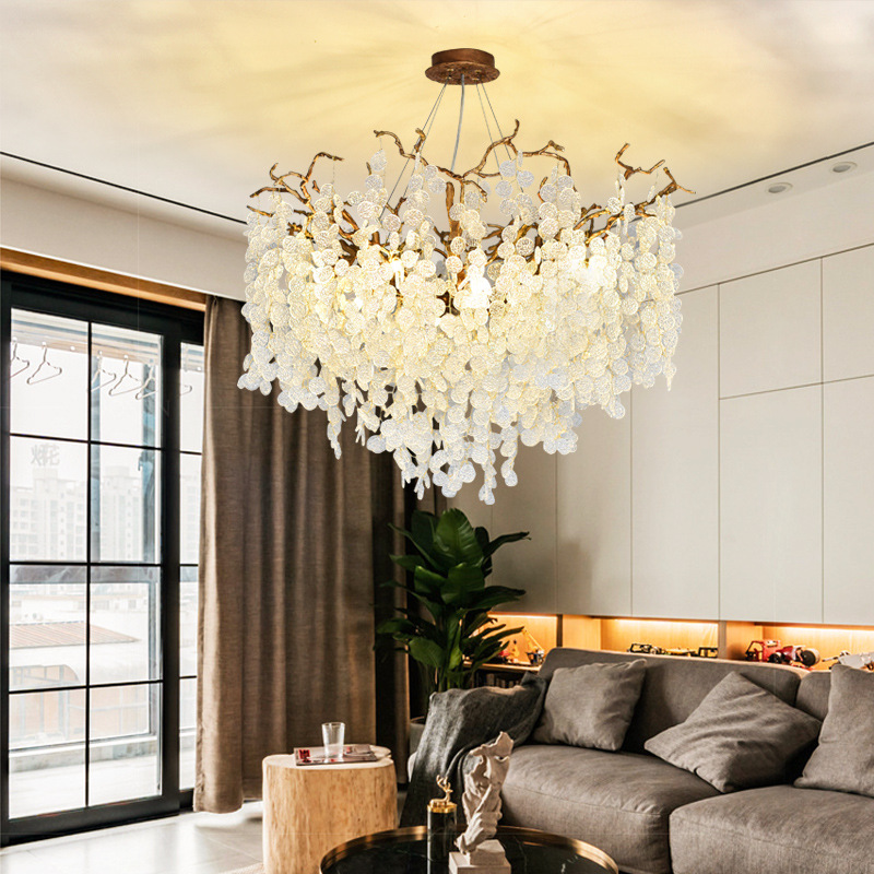 Modern light living room dining room crystal snowflake LED chandelier-800mm