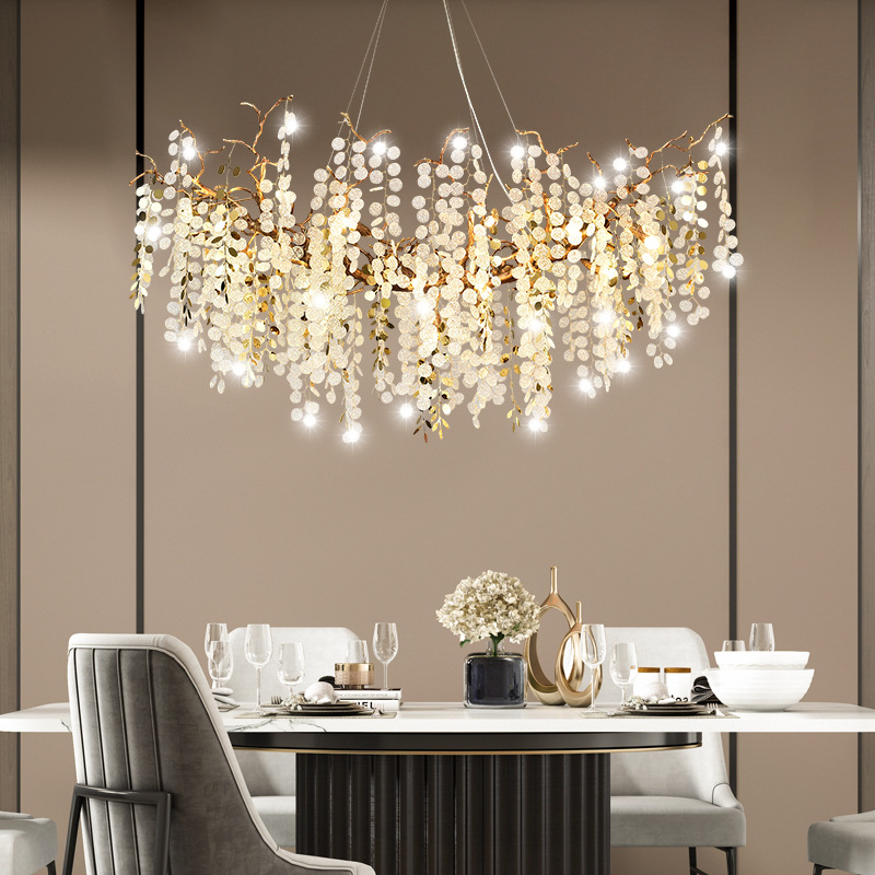 Modern light living room dining room crystal snowflake LED chandelier-800mm