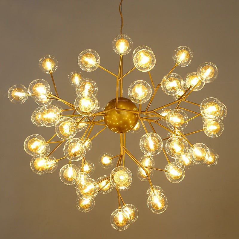 Postmodern Nordic minimalist bedroom living room dining room glass ball golden chandelier