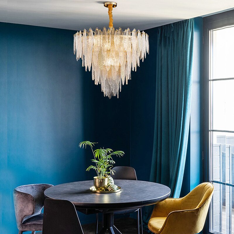Modern Crystal Leaf Chandelier For Living and Dining Room