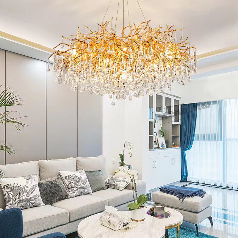 Golden Branch drop style crystal chandelier for living room chandelier postmodern style 800mm Diameter