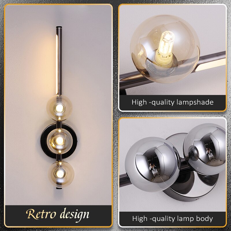 Modern Minimalist Artpad smokey Glass Bubble Wall lamp for Corridor Bathroom TV Backdrop