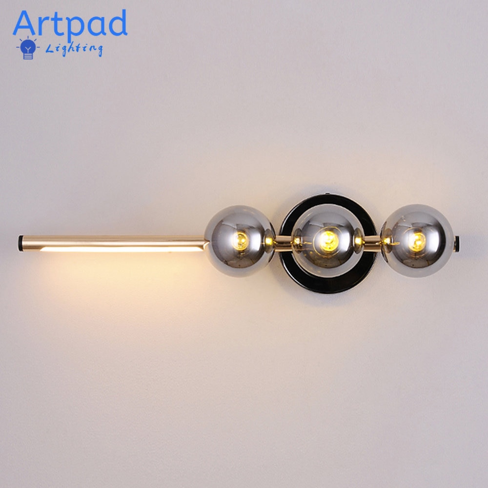 Modern Minimalist Artpad smokey Glass Bubble Wall lamp for Corridor Bathroom TV Backdrop