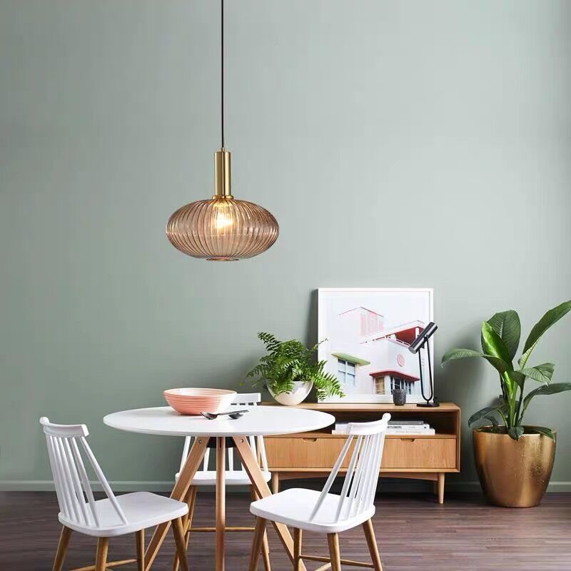 Nordic kitchen island Dining Room bedside livingroom vintage amber glass Pendant Lamp