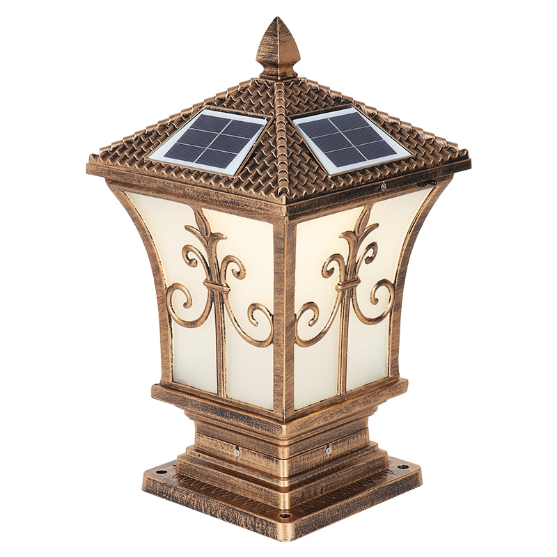 Post modern LED solar waterproof black/ golden Gate Lamp for outdoor garden