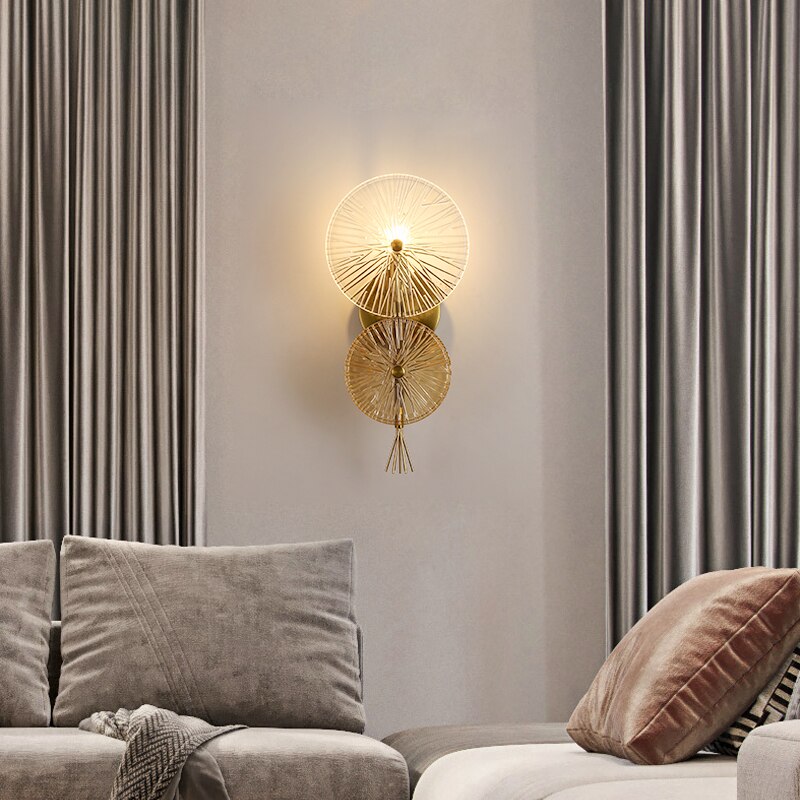 Modern simple gold background wall living room corridor sofa bed bedroom decorative wall lamp