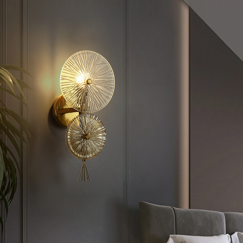 Modern simple gold background wall living room corridor sofa bed bedroom decorative wall lamp