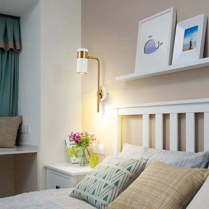 Modern minimalist Nordic style golden black/white spot light LED Wall Lamp for bedroom bedside