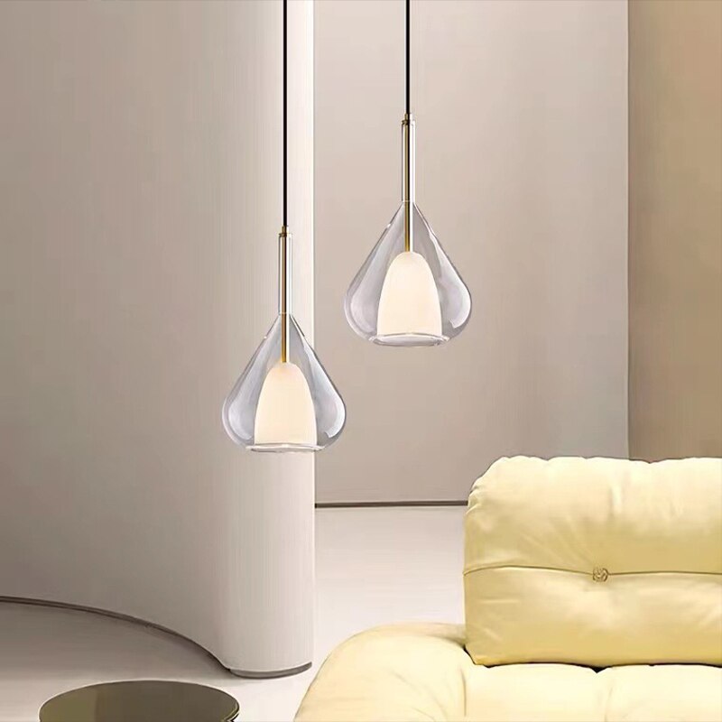 Double shade amber color glass Pendant Light for Kitchen Living Room Bedroom Beside