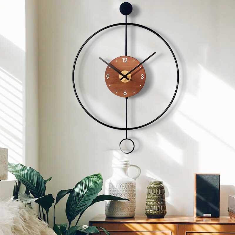 Modern Design Creative LED Pendulum Silent Clock Metal Wall Clock lamp for livingroom bedroom hall