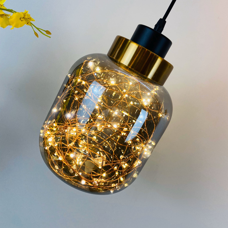 Nordic Modern Minimalist Metallic Glass LED Pendant Lamp For Dining Bedroom Bedside