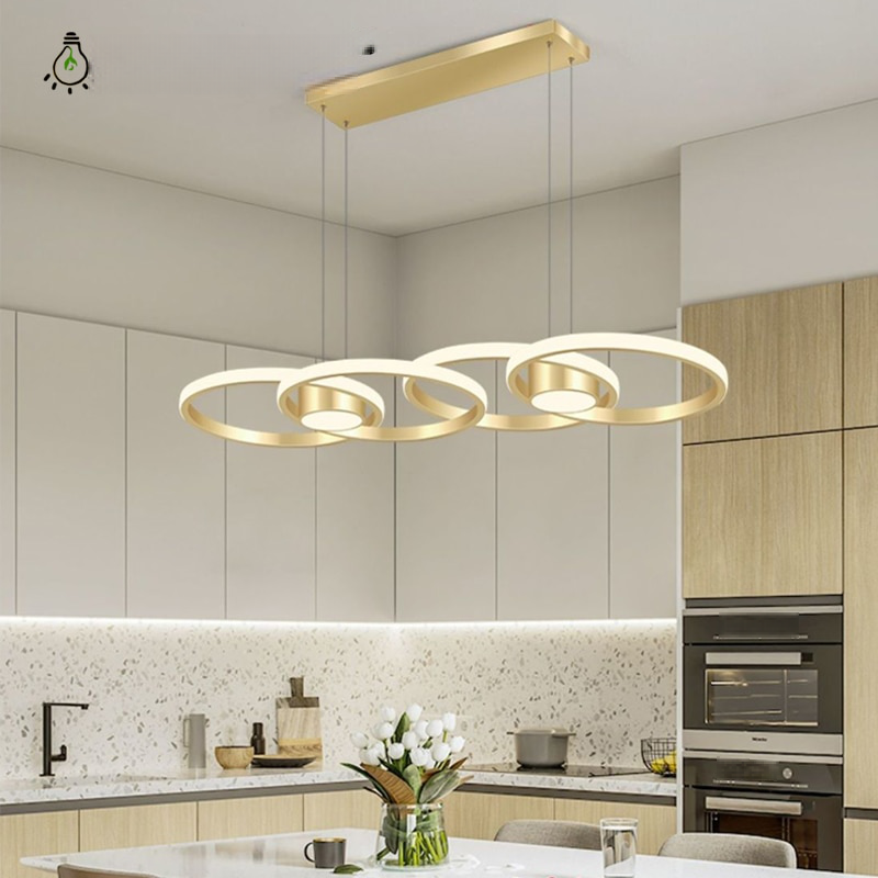 Creative Modern Brown LED ring Chandelier For Hotel Dining Table Bedroom Living room