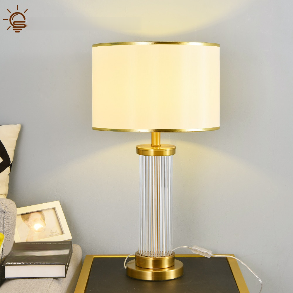 N Lighten Modern Style Table Lamp with Crystal Rods and Spiral Shaped Stand with Antique Gold Color Finish