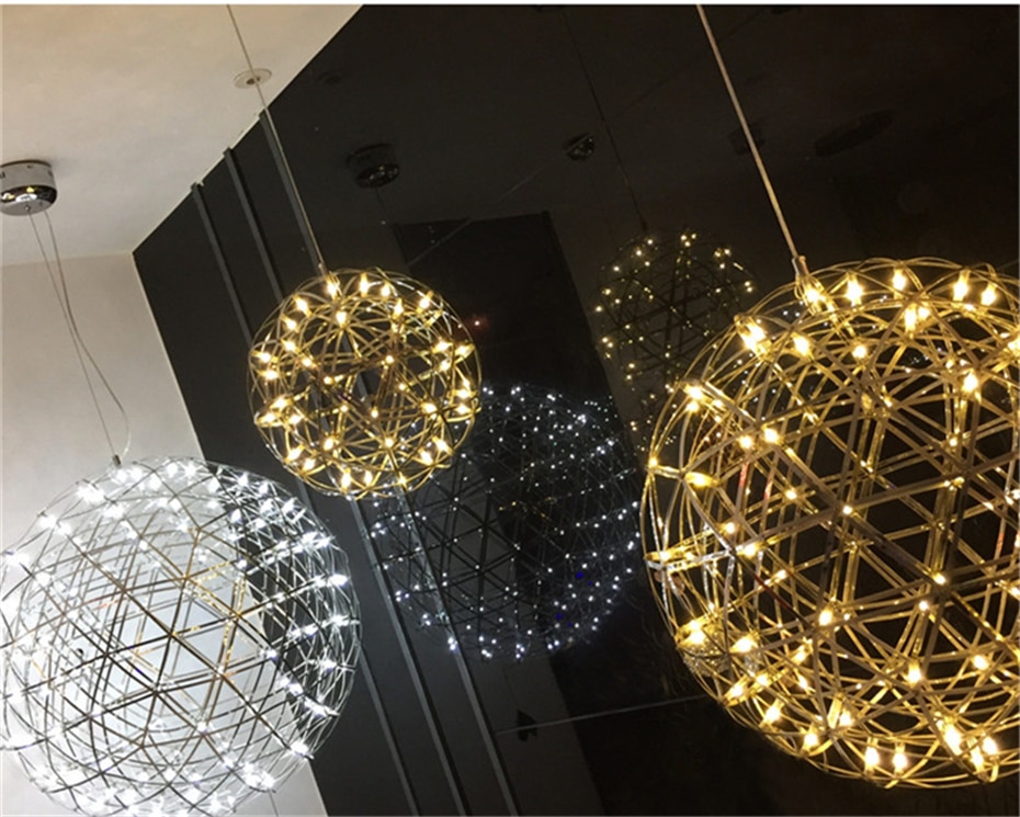 MSpark Ball LED Pendant Light Fixture Firework Ball Stainless Steel Pendant Lamps For Restaurant Bar Home