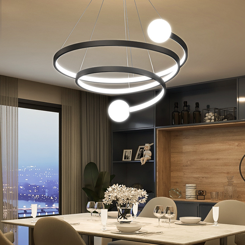 Modern Simple Creative black/golden Spiral Chandelier Lighting Living Room Dining Room Kitchen