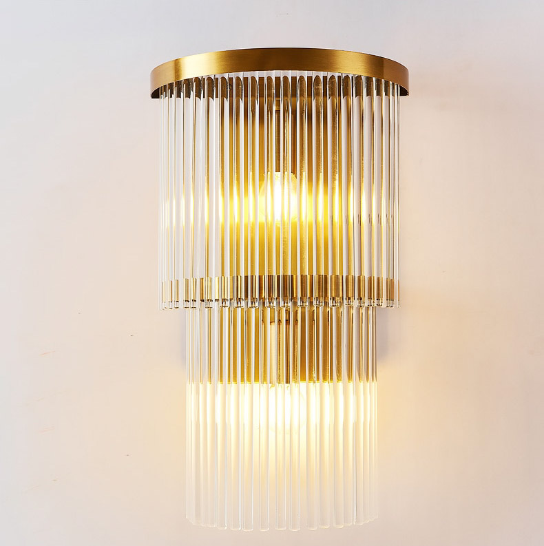 Luxury Glass Rod Modern Gold Bedside Wall Sconce Lamp
