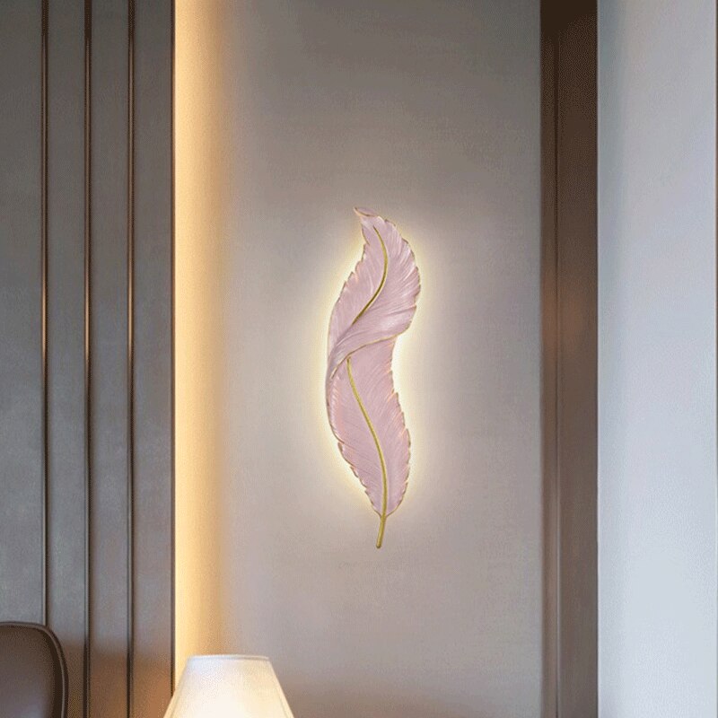 Feather Pink Wall Nordic Style Modern Light for Bedroom Bedside Living Room
