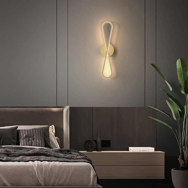 Modern style golden acrylic LED wall lamp bedroom bedside living room pourch