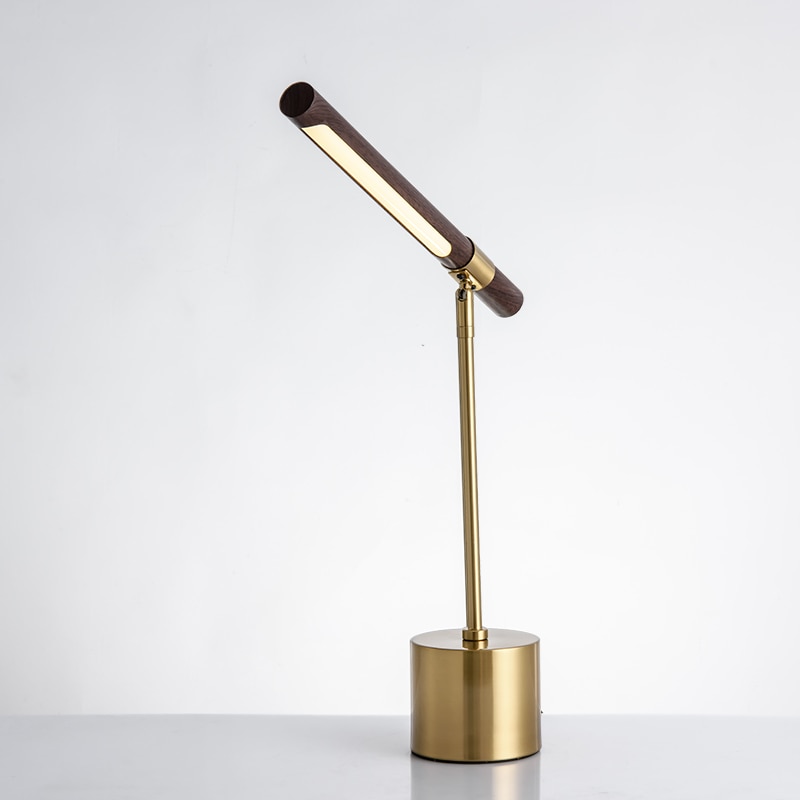 Modern minimalist brass wood finish LED Study Reading Table lamp for Living Room, Bedroom ,Bedside