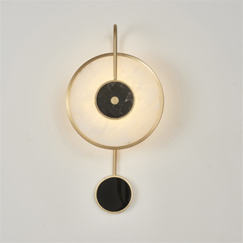 Modern minimalist design LED Marble Wall Lamp in black brass finish color for Bedroom Living Room Porch Bedside