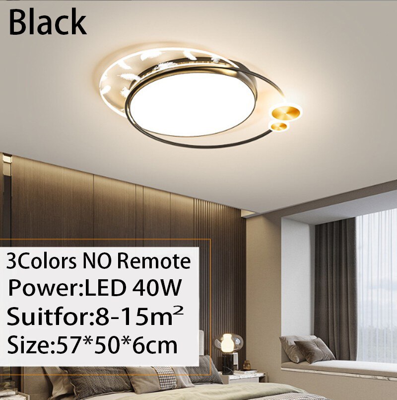 Modern Golden Black acrylic LED Living Room Bedroom Ceiling Lamp chandelier