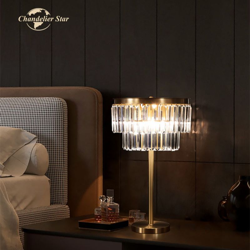 LED Crystal table lamp Gold Color for Bedside living room Luxury finish