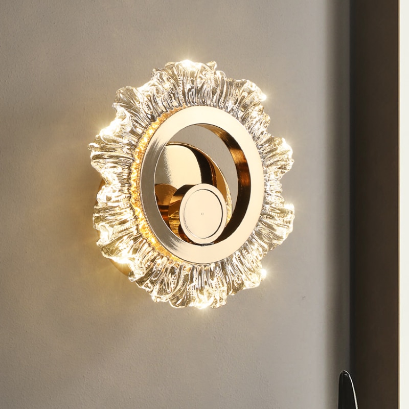 N-Light Modern glass sun shape LED Wall Lamp Living Room Bedroom Bedside Corridor Decoration Luxury Light