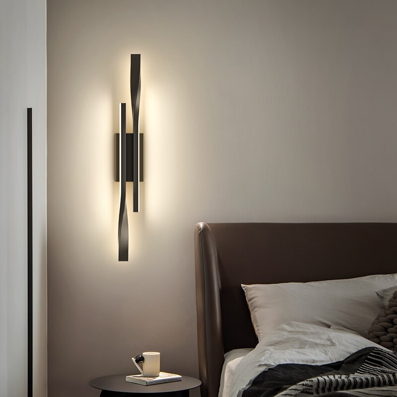 Modern Minimalist Living Room Bedroom Bedside Black/gold LED acrylic wall lamp