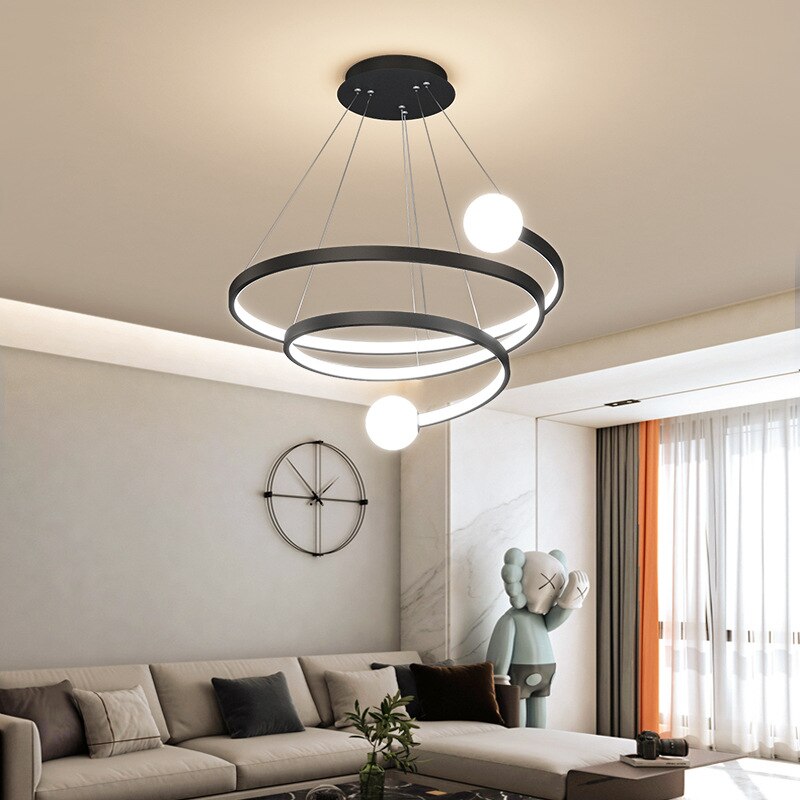 Modern Simple Creative black/golden Spiral Chandelier Lighting Living Room Dining Room Kitchen