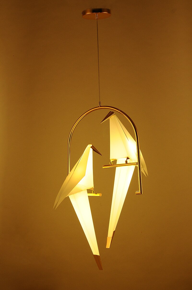 modern paper crane metal pendant lamp dining room living room bedroom kids room led bird shaped design pendant lamp