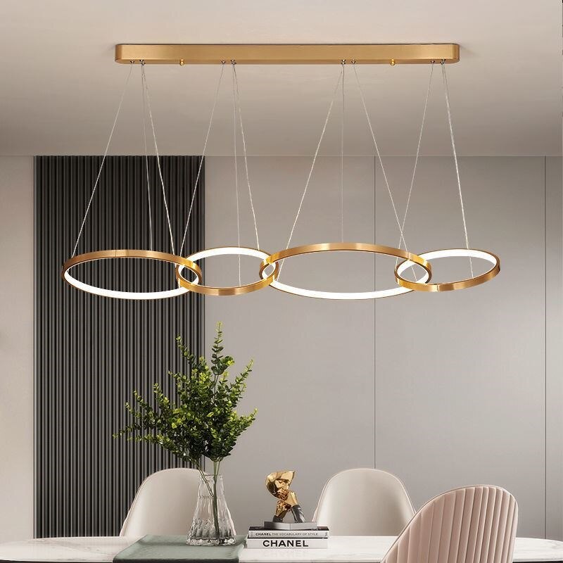 For living room bedroom dining area new style Modern Gold finish Rings Led Chandelier