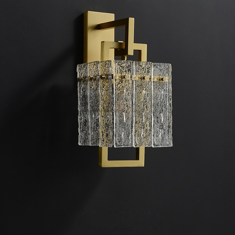 Modern Style Light Fixture Water Ripple Glass Wall Lamp In Brass finish Beside Led Wall Sconce