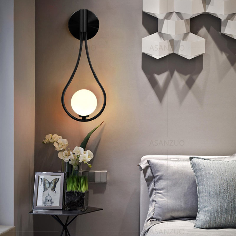 New Nordic creative living room metal wall lamp fashion modern minimalist bedroom bedside lighting aisle wall 2