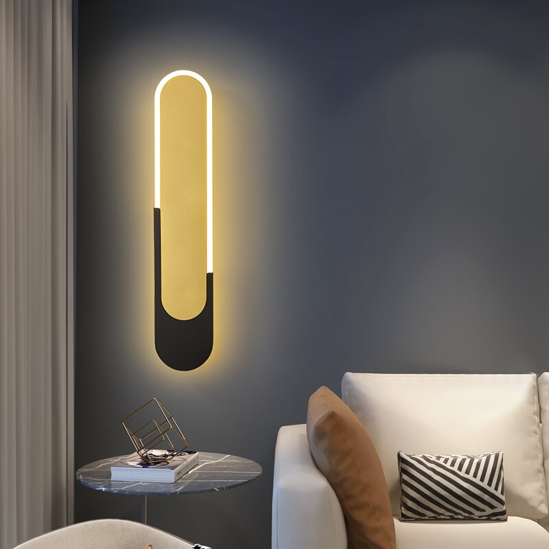 Modern style New Shape Aisle golden black LED Wall Lamp For Bedside Porch Corridor