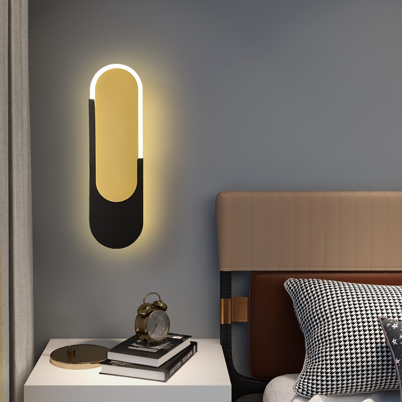 Modern style New Shape Aisle golden black LED Wall Lamp For Bedside Porch Corridor