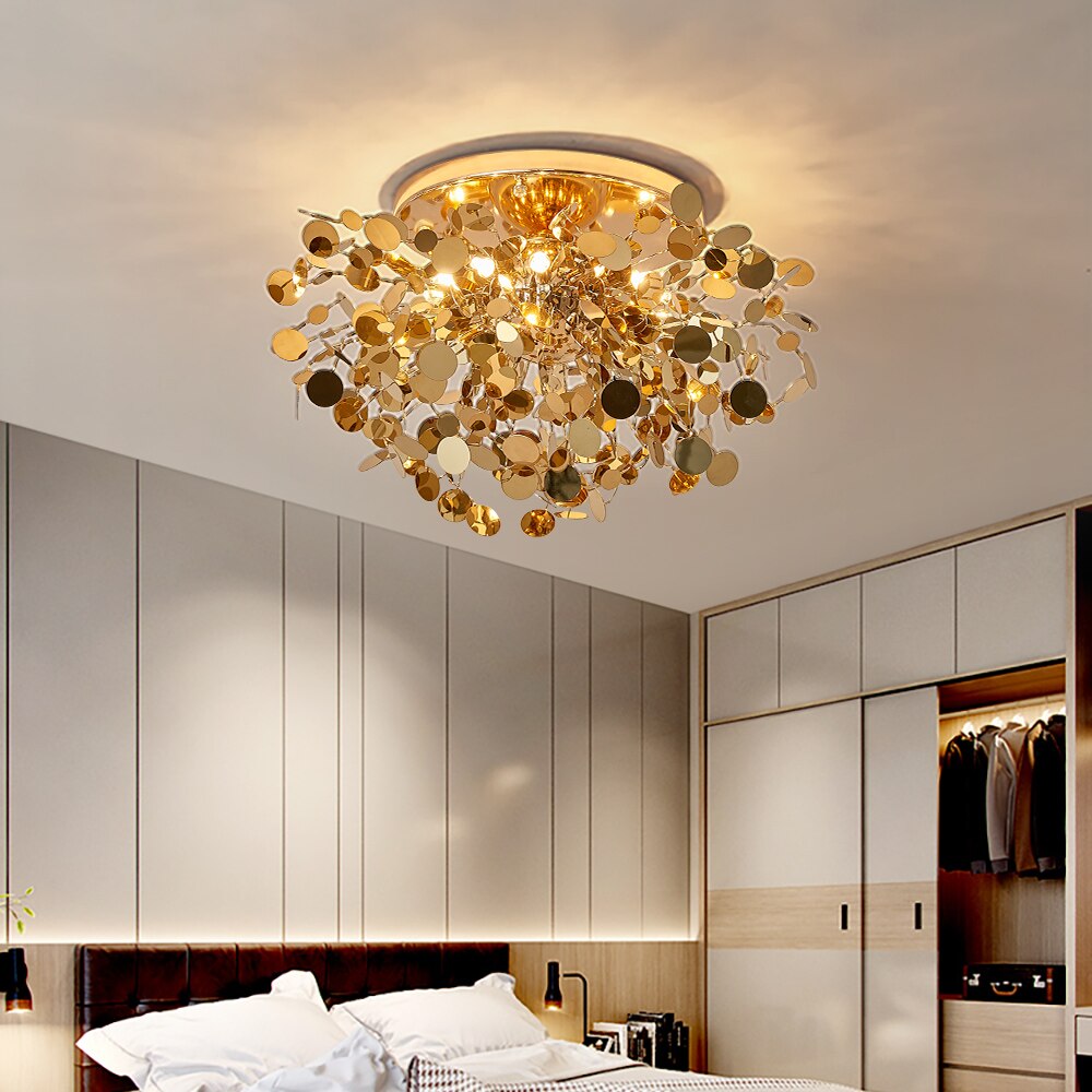 New modern ceiling chandelier for bedroom gold stainless steel light fixtures home decoration led chandeliers lighting home lamp
