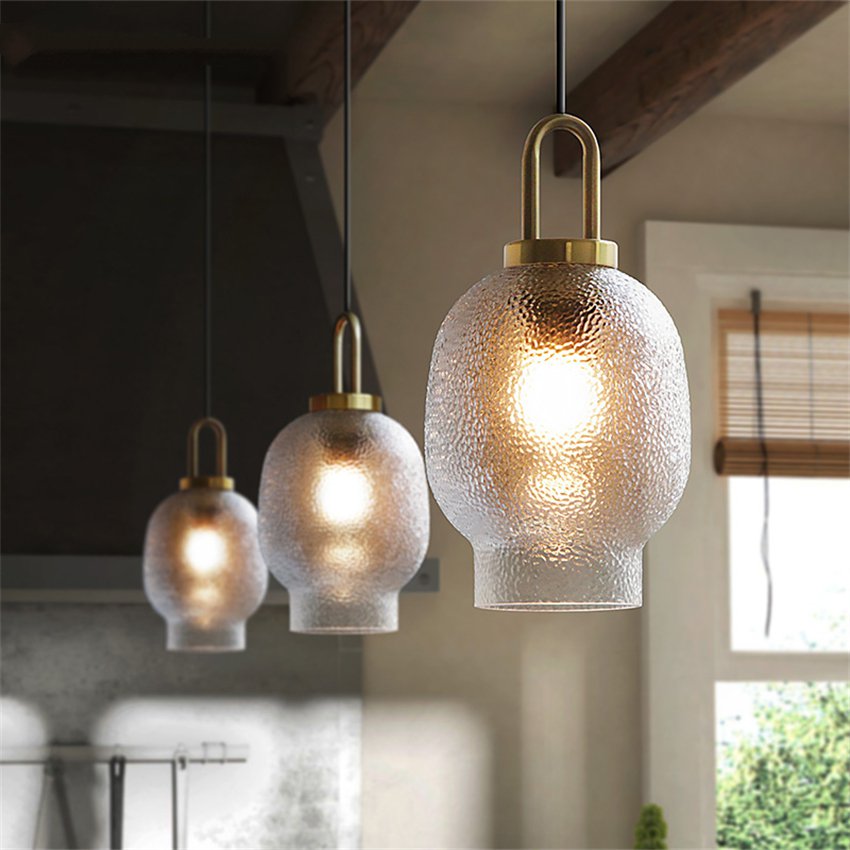 Nordic glass tank frosted glass pendant lights stairwell Japanese bedroom living room hanging lamps lighting LED fixtures