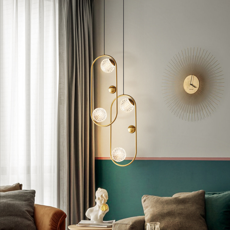 Modern minimalist bedroom pendant lamp Nordic living room golden acrylic LED pendant lamp
