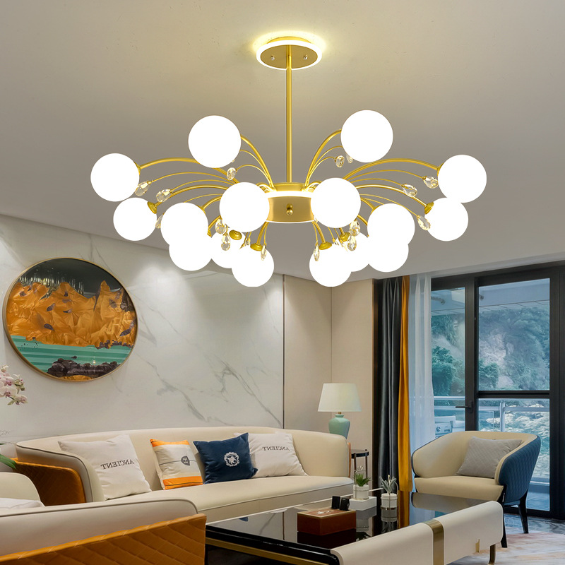 Nordic living room lamp ceiling lamp 2022 new atmospheric magic bean molecule ins chandelier light luxury atmospheric glass lamp