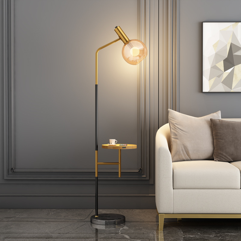 Living room design sense floor lamp wind sofa side table creative bedroom bedside cabinet painting frosted wireless charging ironTito + LED 9 watts