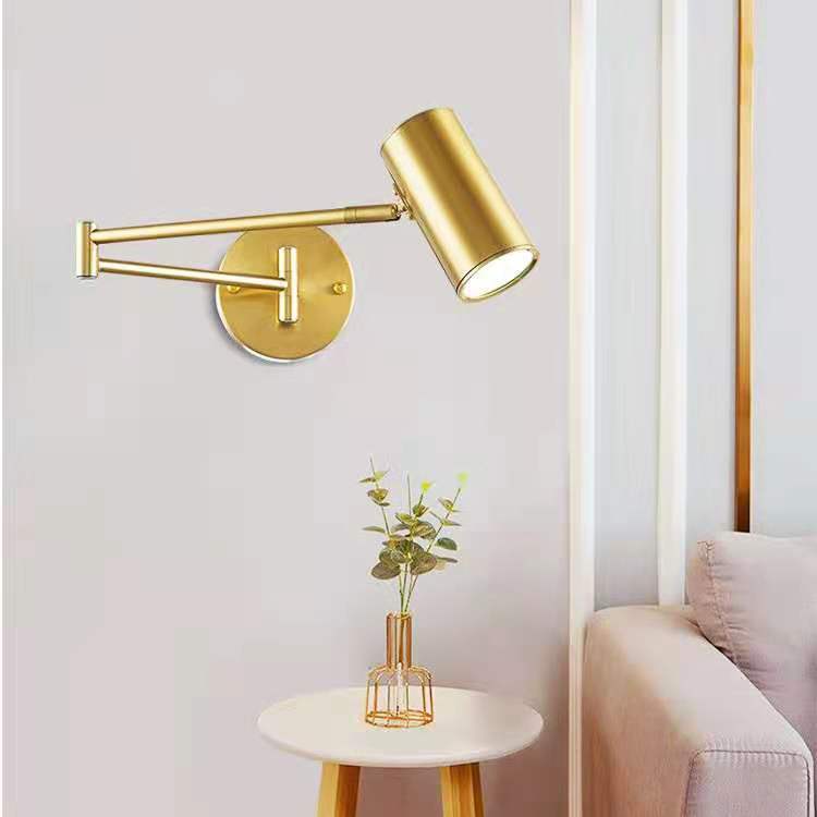 Nordic minimalist goldn/black folding telescopic long rocker wall lamp for bedroom bedside reading lamp study lamp