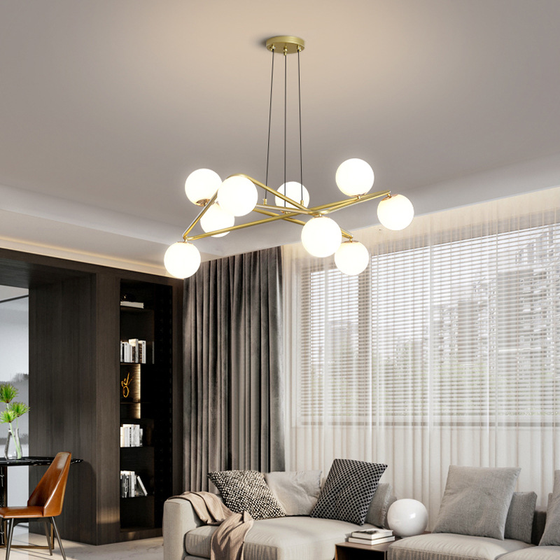 Nordic living room chandelier modern minimalist creative restaurant minimalist art 2021 new light luxury geometric magic bean lamp