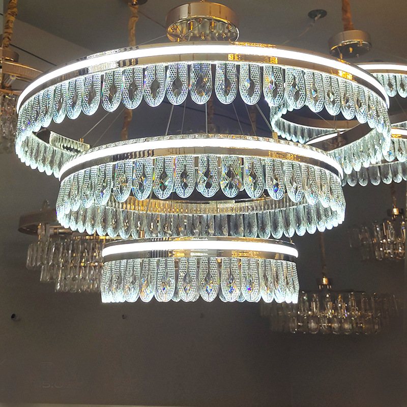 N-Lighten Italian luxury 3 ring crystal LED chandelier living room bedroom drawing room hall