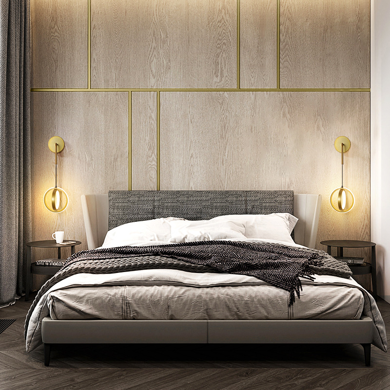 N-Lighten Modern minimalist Bedside lamp bedroom living room led round double rings acrylic wall lamp