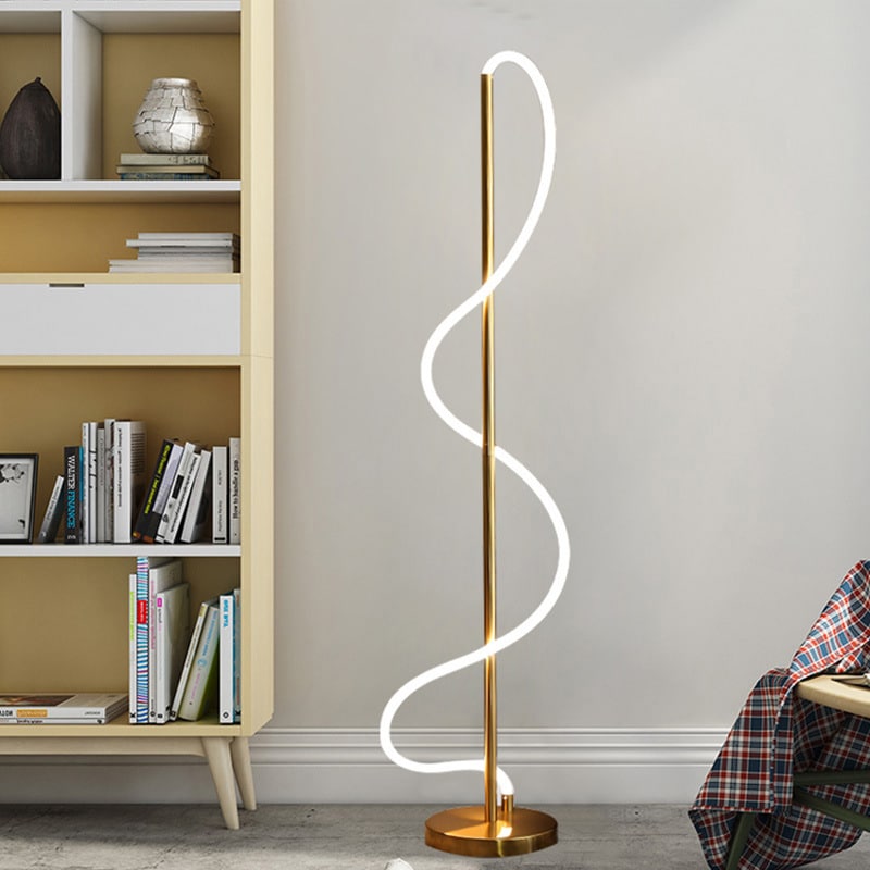N-Lighten Contemporary Gold Metal Floor Lamp with Acrylic Tube, Sleek Design