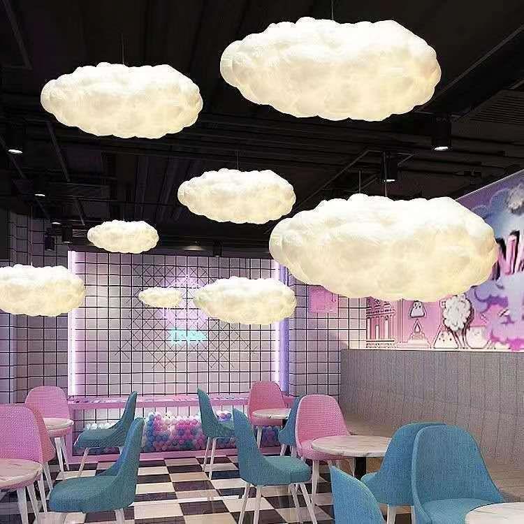 Shopping mall lantern atmosphere layout wedding cloud chandelier decoration personality net red bar ceiling bamboo cloud