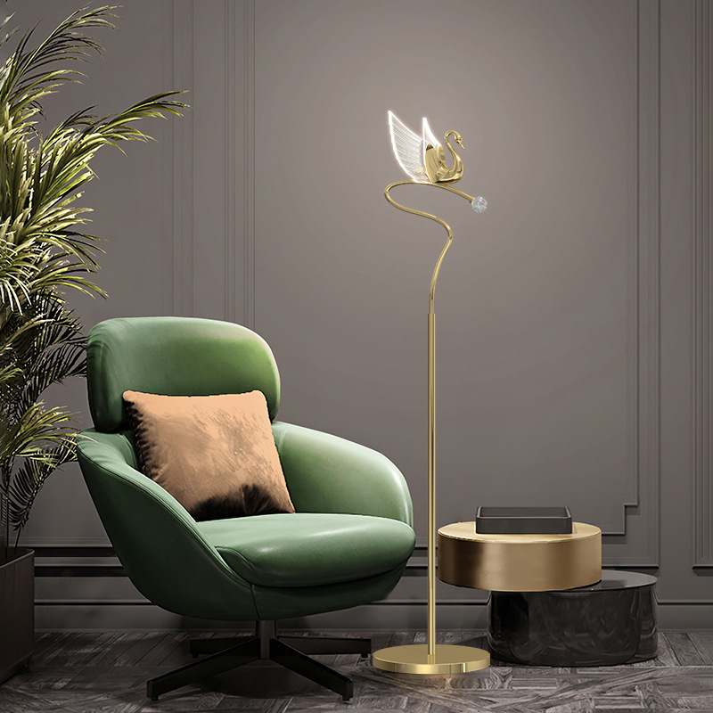 Creative designer art living room sofa swan vertical lamp bedroom study led decorative lamp Nordic floor lamp