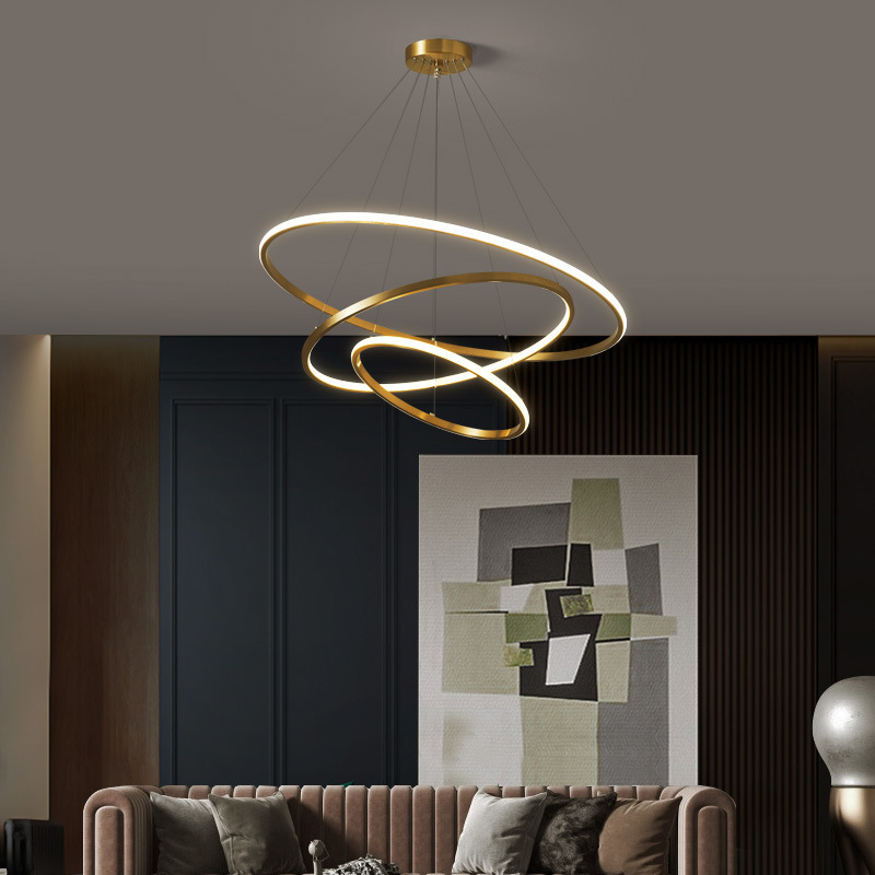 N-Lighten Nordic minimalist golden ring LED chandelier for bedroom livingroom drawing room